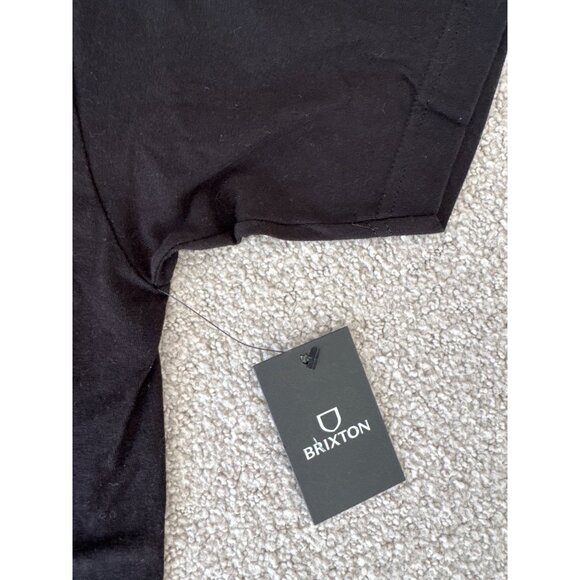 Brixton Mens Standard Fit Black T-Shirt Size M 100% Cotton Graphic Logo Front & - Picture 5 of 7